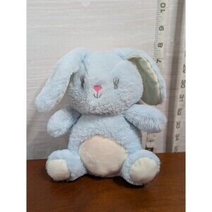 Kellybaby Blue Bunny Plush Rattle Polka Dot Ears Soft Stuffed Baby Toy 8"